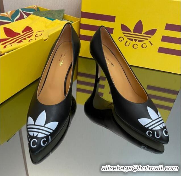 Pretty Style adidas x Gucci Leather Trefoil High Heel Pumps 8.5cm Black 082594