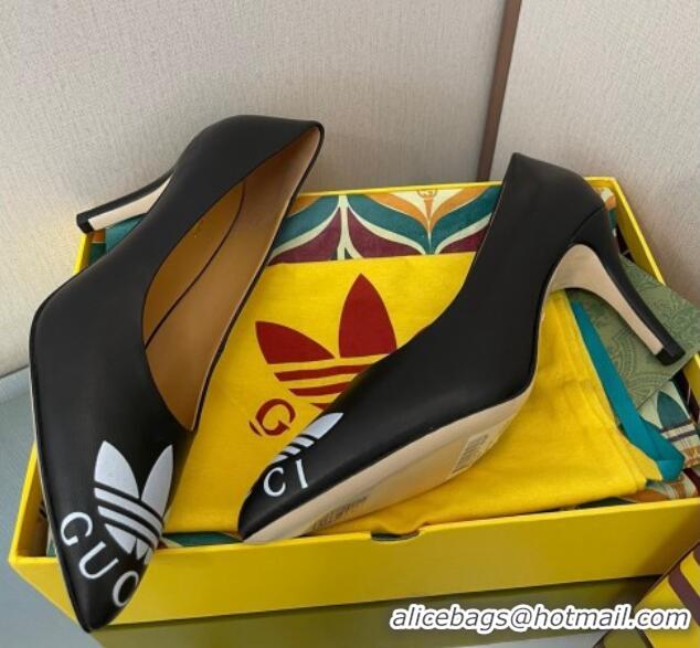 Pretty Style adidas x Gucci Leather Trefoil High Heel Pumps 8.5cm Black 082594