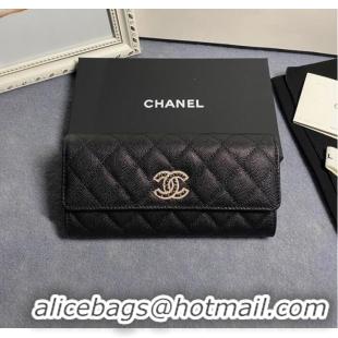 Chanel Calfskin Leather & Gold-Tone Metal AP2740 black