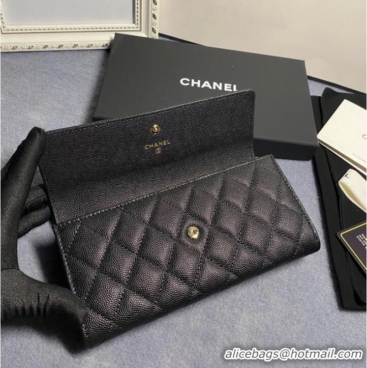 Chanel Calfskin Leather & Gold-Tone Metal AP2740 black