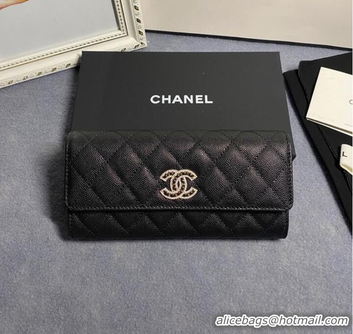 Chanel Calfskin Leather & Gold-Tone Metal AP2740 black