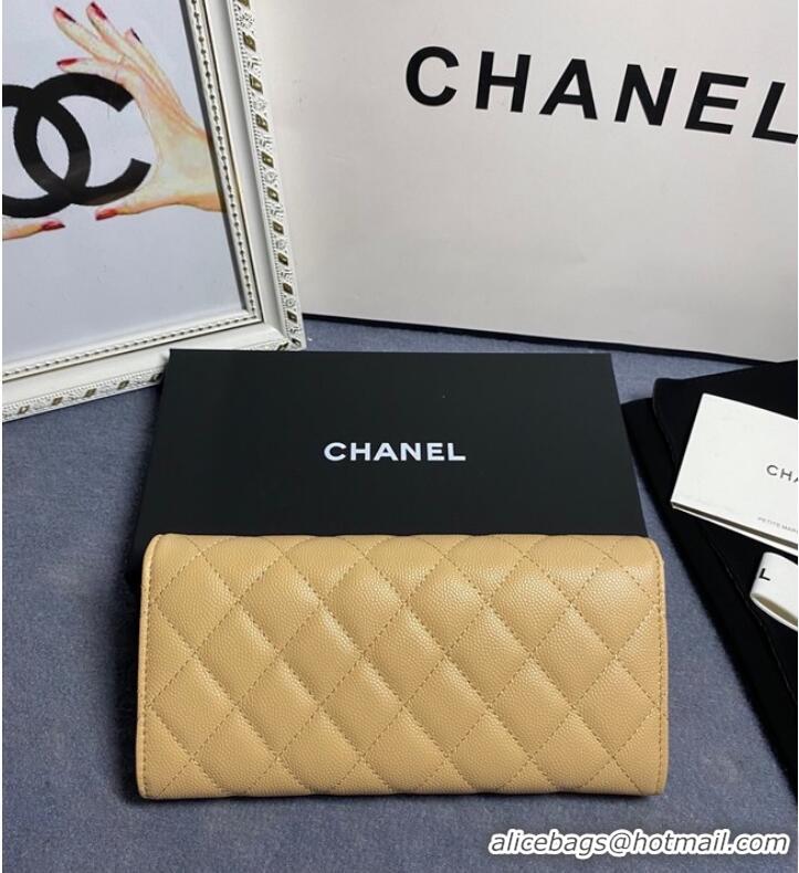 Famous Brand Chanel Calfskin Leather & Gold-Tone Metal AP2740 beige