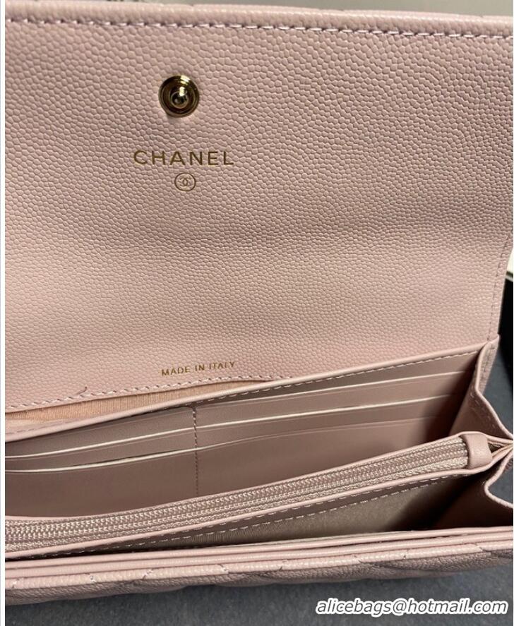 Famous Brand Chanel Calfskin Leather & Gold-Tone Metal AP2740 pink