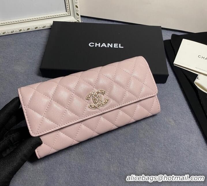 Famous Brand Chanel Calfskin Leather & Gold-Tone Metal AP2740 pink