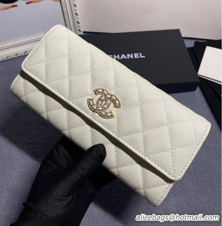 Promotional Chanel Calfskin Leather & Gold-Tone Metal AP2740 white