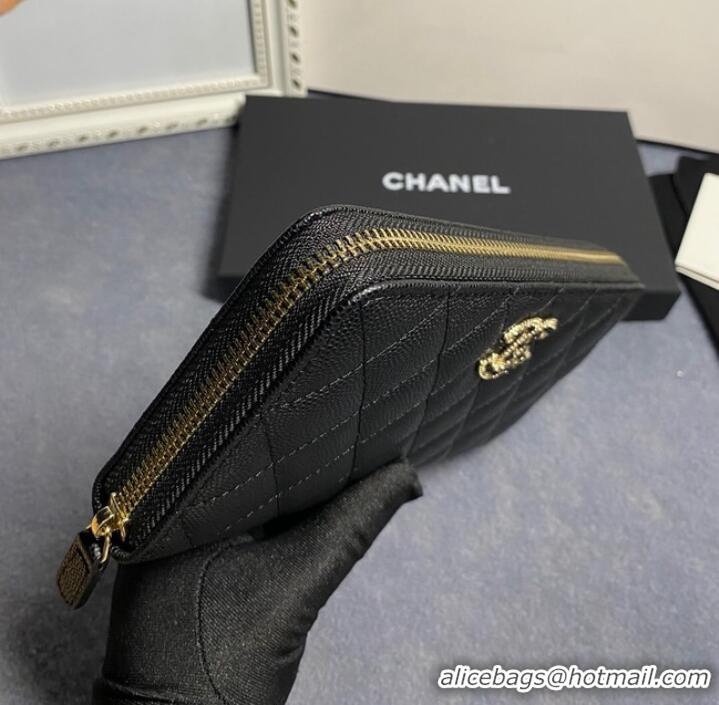 Good Product Chanel Calfskin Leather & Gold-Tone Metal AP2739 black