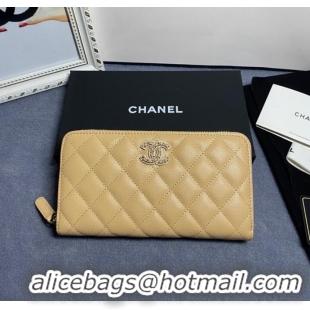 Promotional Chanel Calfskin Leather & Gold-Tone Metal AP2739 apricot