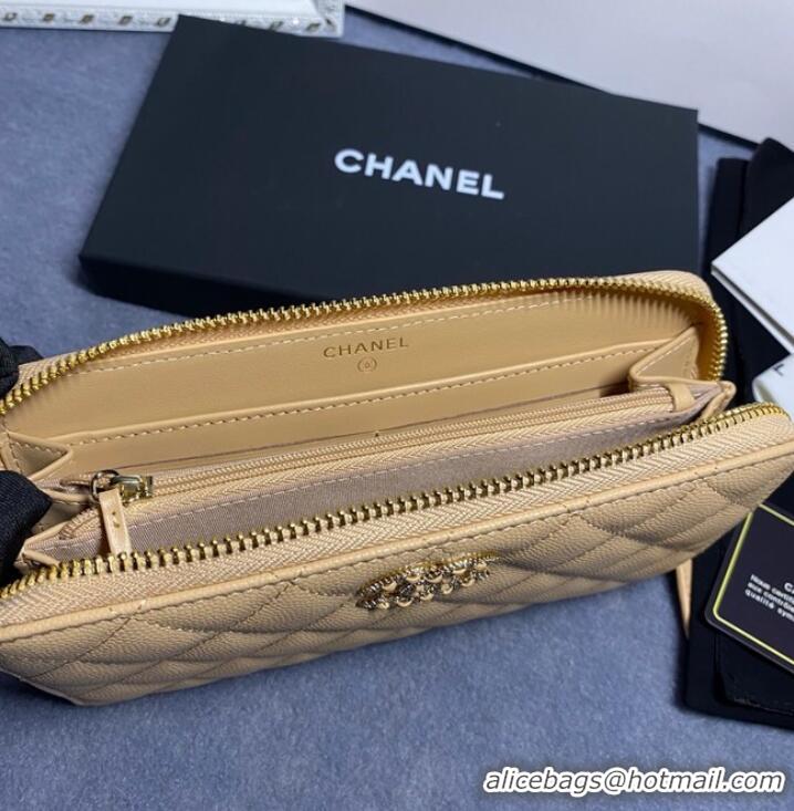 Promotional Chanel Calfskin Leather & Gold-Tone Metal AP2739 apricot