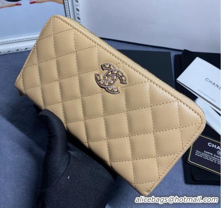 Promotional Chanel Calfskin Leather & Gold-Tone Metal AP2739 apricot