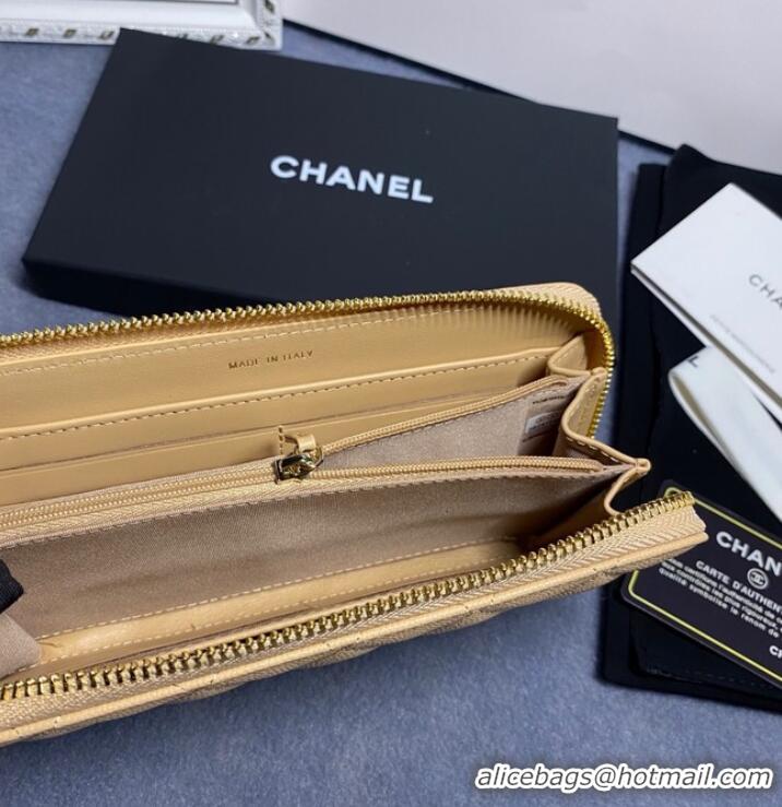 Promotional Chanel Calfskin Leather & Gold-Tone Metal AP2739 apricot