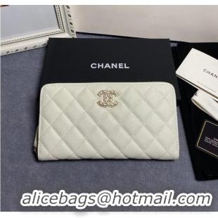 Well Crafted Chanel Calfskin Leather & Gold-Tone Metal AP2739 white