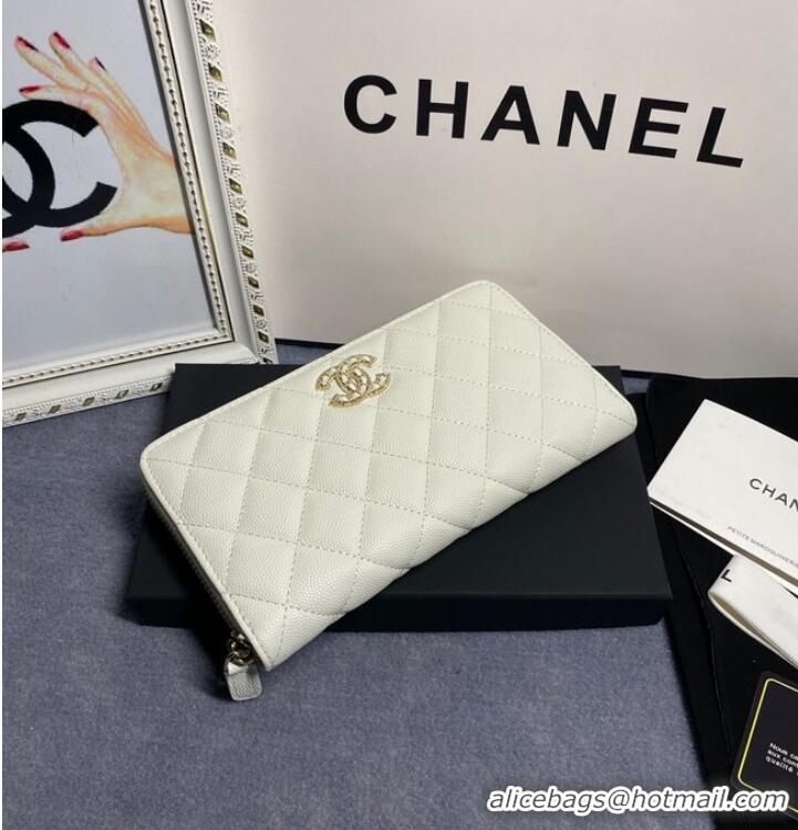 Well Crafted Chanel Calfskin Leather & Gold-Tone Metal AP2739 white