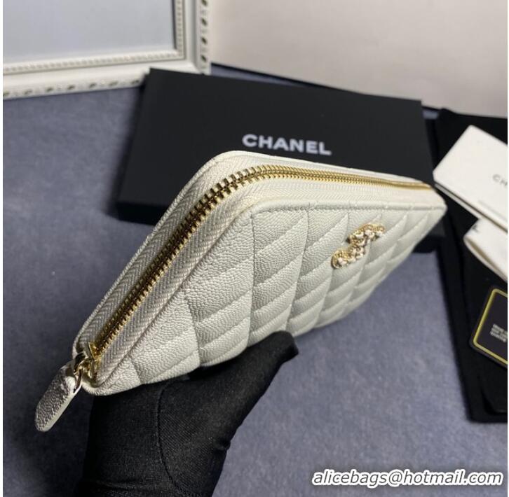 Well Crafted Chanel Calfskin Leather & Gold-Tone Metal AP2739 white