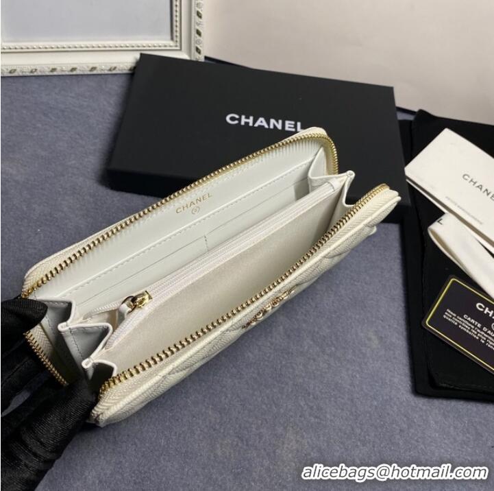 Well Crafted Chanel Calfskin Leather & Gold-Tone Metal AP2739 white