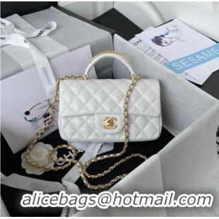 Low Price Chanel MINI FLAP BAG WITH TOP HANDLE AS2431 white