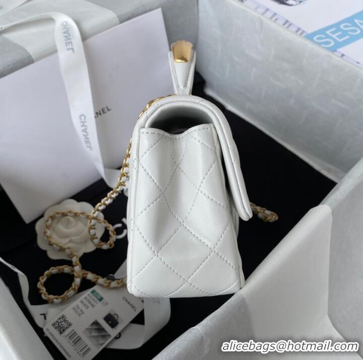 Low Price Chanel MINI FLAP BAG WITH TOP HANDLE AS2431 white