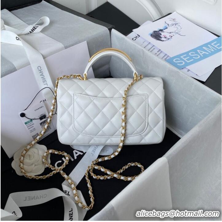 Low Price Chanel MINI FLAP BAG WITH TOP HANDLE AS2431 white