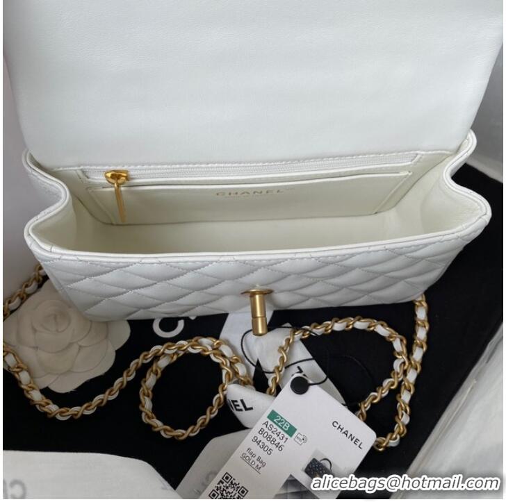 Low Price Chanel MINI FLAP BAG WITH TOP HANDLE AS2431 white