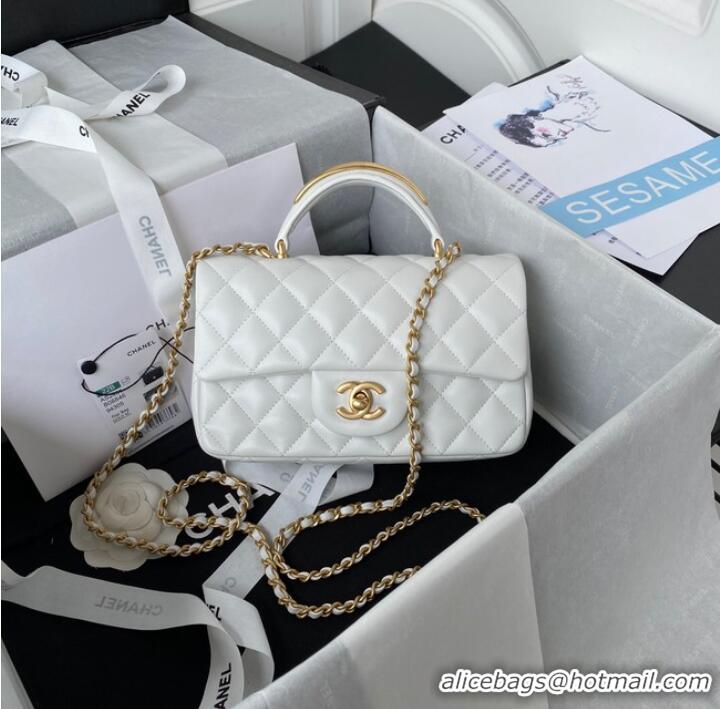 Low Price Chanel MINI FLAP BAG WITH TOP HANDLE AS2431 white