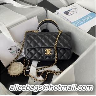 Top Grade Chanel MINI FLAP BAG WITH TOP HANDLE AS2431 black