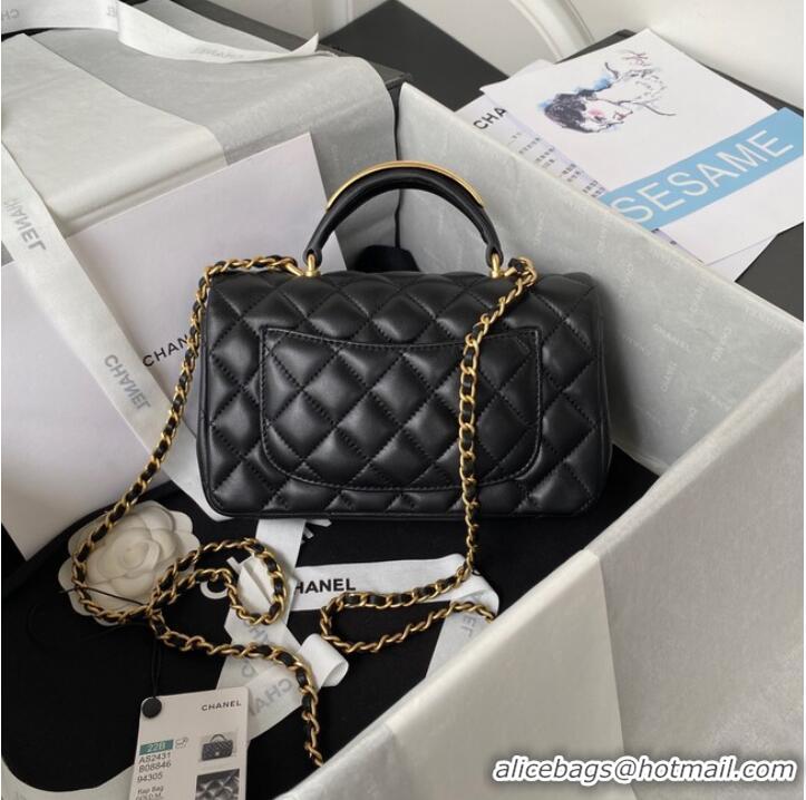 Top Grade Chanel MINI FLAP BAG WITH TOP HANDLE AS2431 black