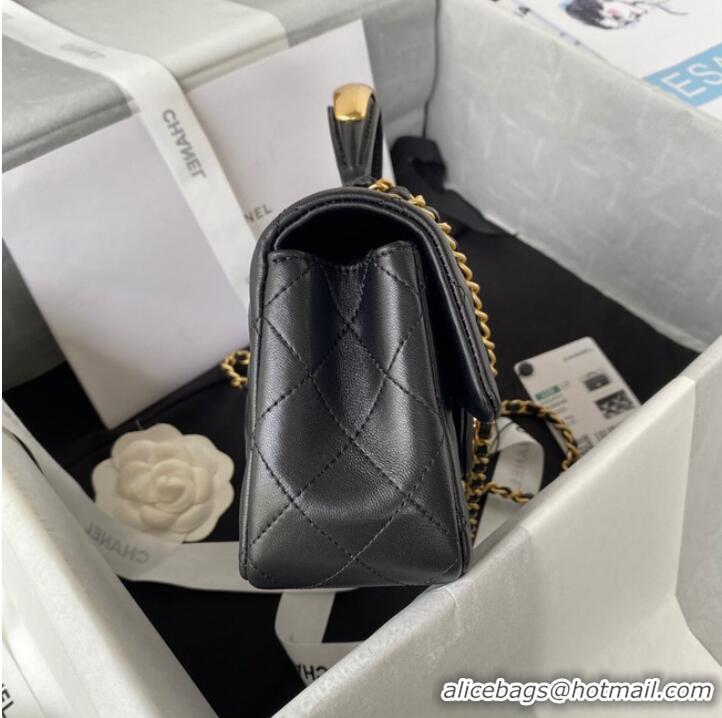 Top Grade Chanel MINI FLAP BAG WITH TOP HANDLE AS2431 black