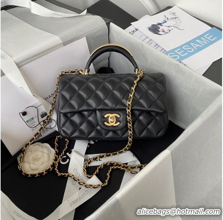 Top Grade Chanel MINI FLAP BAG WITH TOP HANDLE AS2431 black