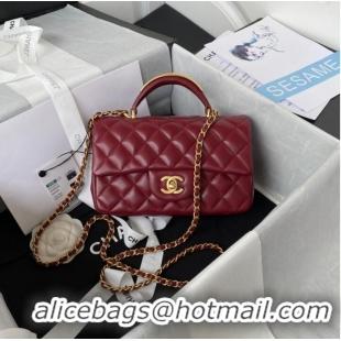 Shop Promotional Chanel MINI FLAP BAG WITH TOP HANDLE AS2431 red