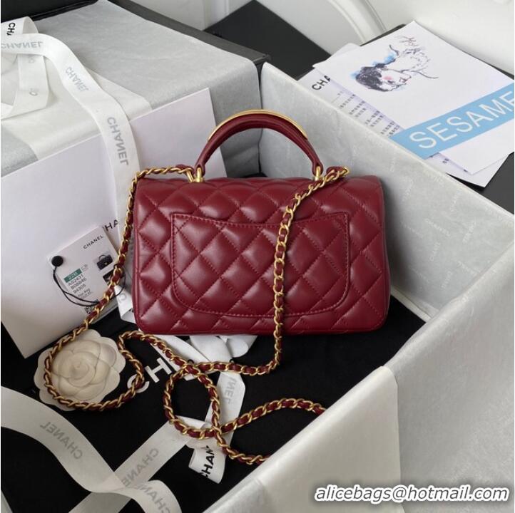 Shop Promotional Chanel MINI FLAP BAG WITH TOP HANDLE AS2431 red