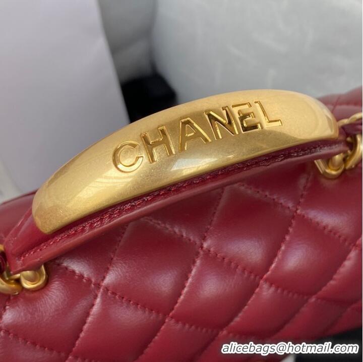 Shop Promotional Chanel MINI FLAP BAG WITH TOP HANDLE AS2431 red