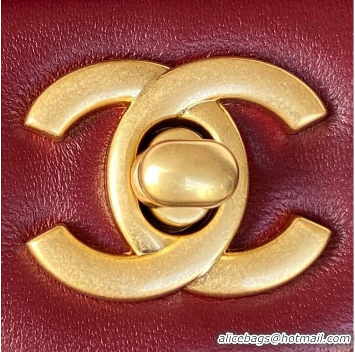 Shop Promotional Chanel MINI FLAP BAG WITH TOP HANDLE AS2431 red