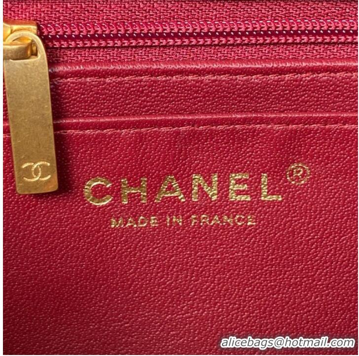 Shop Promotional Chanel MINI FLAP BAG WITH TOP HANDLE AS2431 red