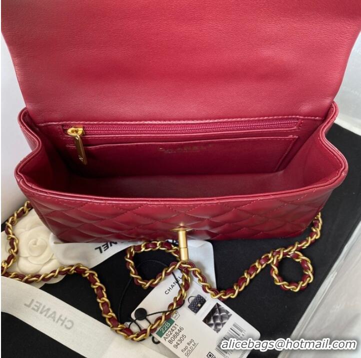 Shop Promotional Chanel MINI FLAP BAG WITH TOP HANDLE AS2431 red