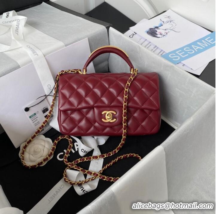 Shop Promotional Chanel MINI FLAP BAG WITH TOP HANDLE AS2431 red