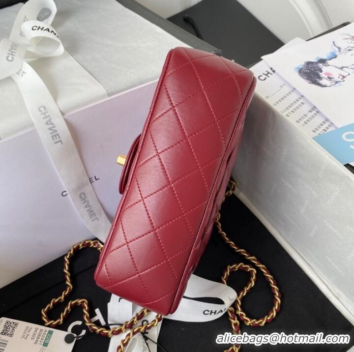 Shop Promotional Chanel MINI FLAP BAG WITH TOP HANDLE AS2431 red