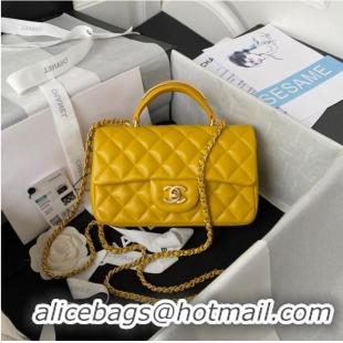 Super Quality Chanel MINI FLAP BAG WITH TOP HANDLE AS2431 yellow