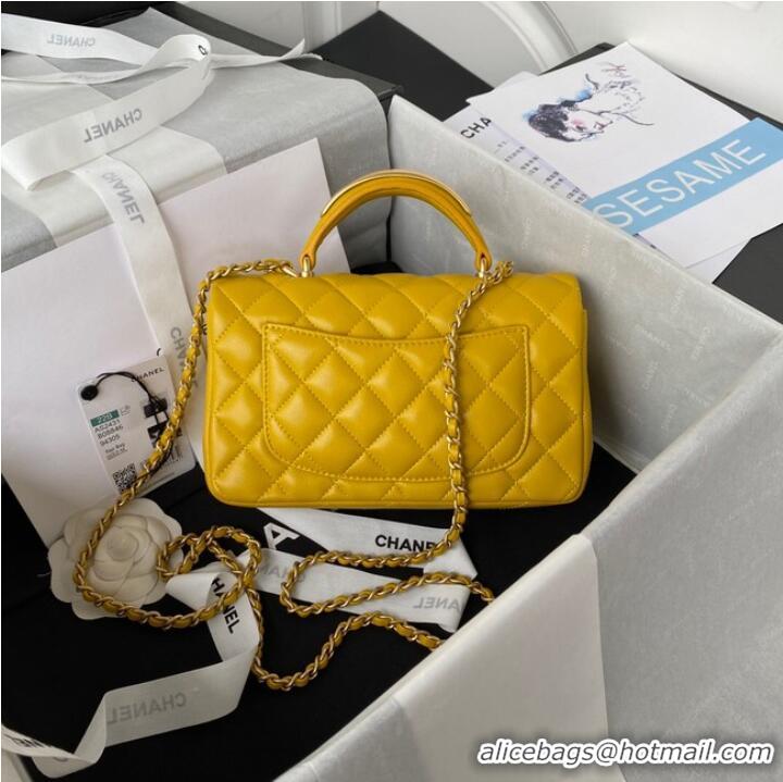 Super Quality Chanel MINI FLAP BAG WITH TOP HANDLE AS2431 yellow