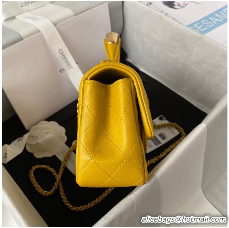 Super Quality Chanel MINI FLAP BAG WITH TOP HANDLE AS2431 yellow