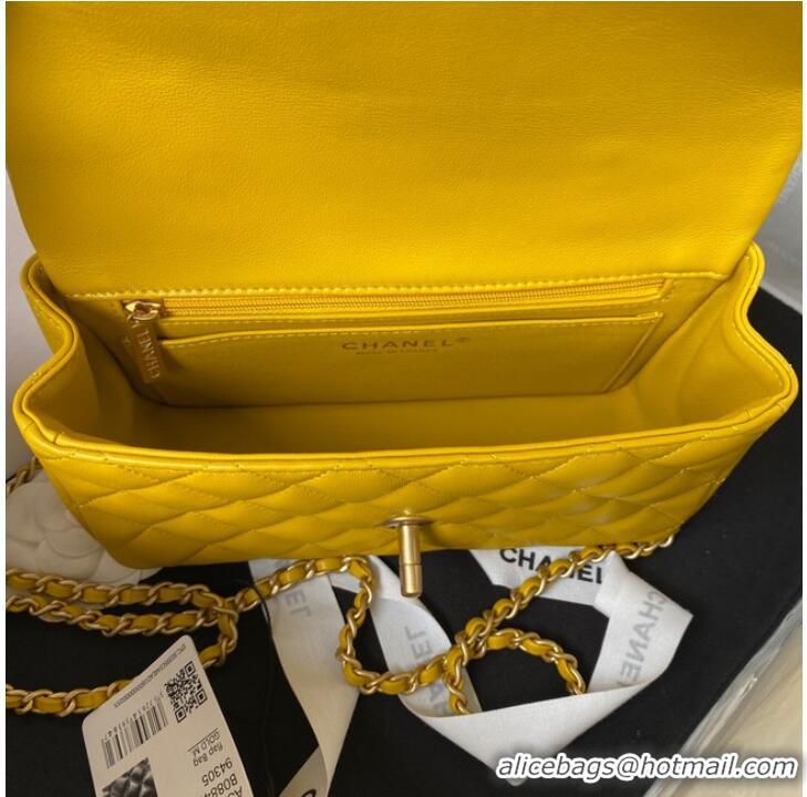 Super Quality Chanel MINI FLAP BAG WITH TOP HANDLE AS2431 yellow