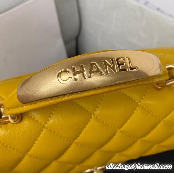 Super Quality Chanel MINI FLAP BAG WITH TOP HANDLE AS2431 yellow