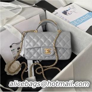 Top Design Chanel MINI FLAP BAG WITH TOP HANDLE AS2431 gray