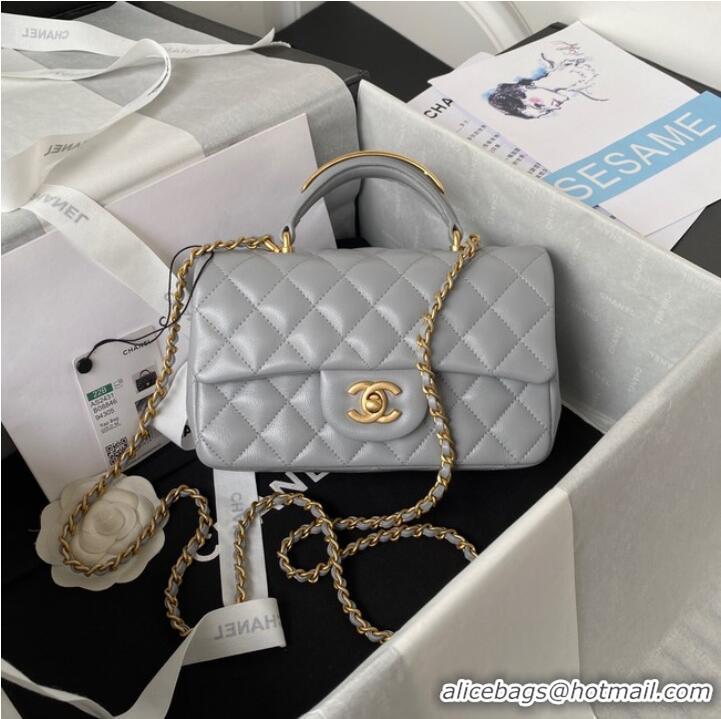 Top Design Chanel MINI FLAP BAG WITH TOP HANDLE AS2431 gray