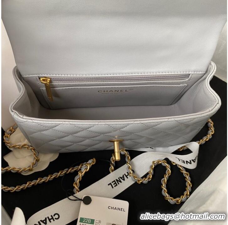 Top Design Chanel MINI FLAP BAG WITH TOP HANDLE AS2431 gray