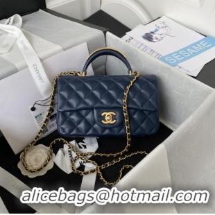 Good Taste Chanel MINI FLAP BAG WITH TOP HANDLE AS2431 dark blue