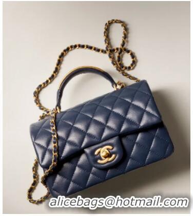 Good Taste Chanel MINI FLAP BAG WITH TOP HANDLE AS2431 dark blue