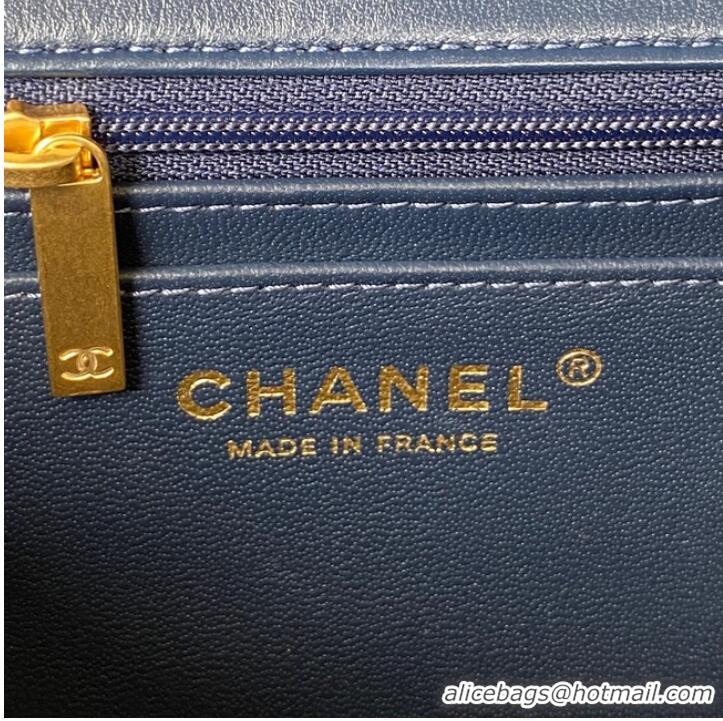 Good Taste Chanel MINI FLAP BAG WITH TOP HANDLE AS2431 dark blue