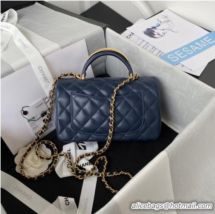 Good Taste Chanel MINI FLAP BAG WITH TOP HANDLE AS2431 dark blue