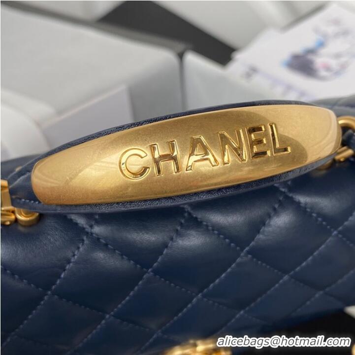 Good Taste Chanel MINI FLAP BAG WITH TOP HANDLE AS2431 dark blue