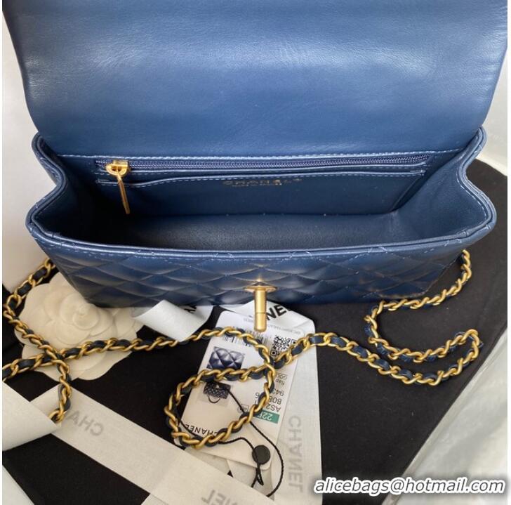 Good Taste Chanel MINI FLAP BAG WITH TOP HANDLE AS2431 dark blue