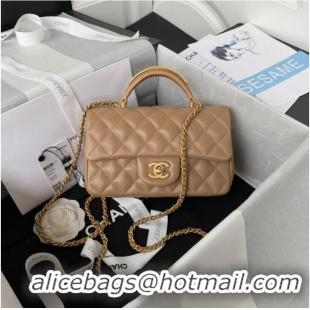 Well Crafted Chanel MINI FLAP BAG WITH TOP HANDLE AS2431 apricot